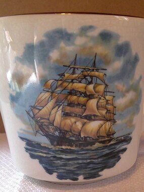 Vintage "Sandland" Hanley Staffordshire, England" Mustache Cup/Mug Sailing Ship